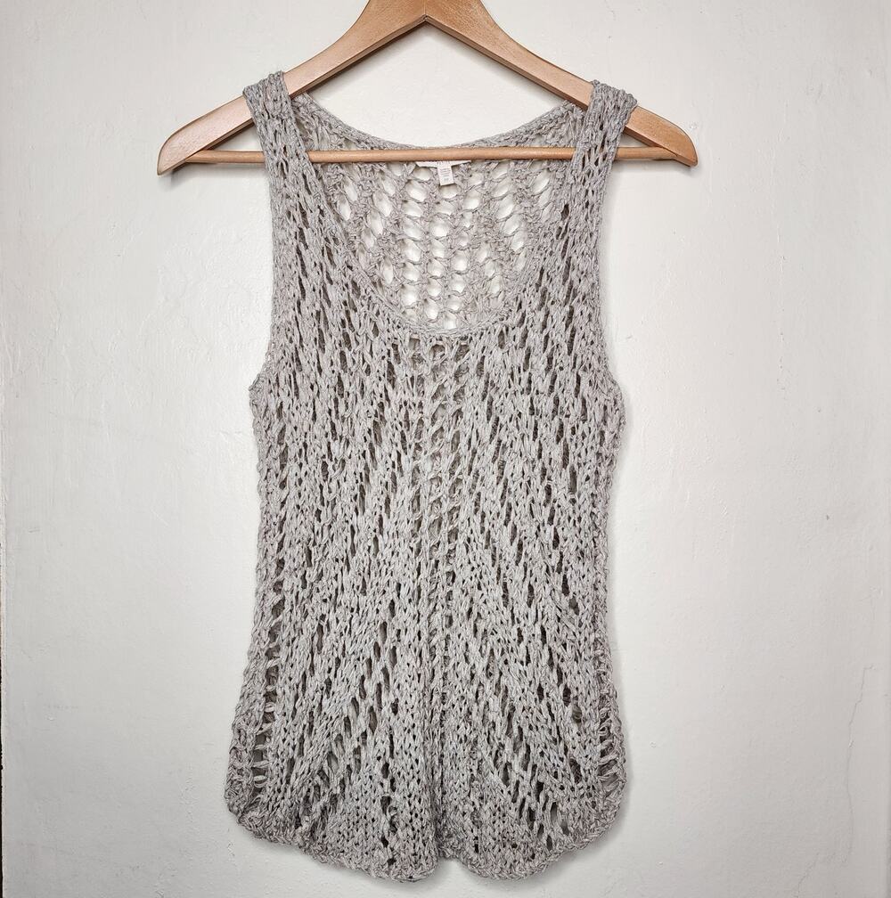Eileen Fisher Linen Tape Open Knit Tank Women's Size Small Petite